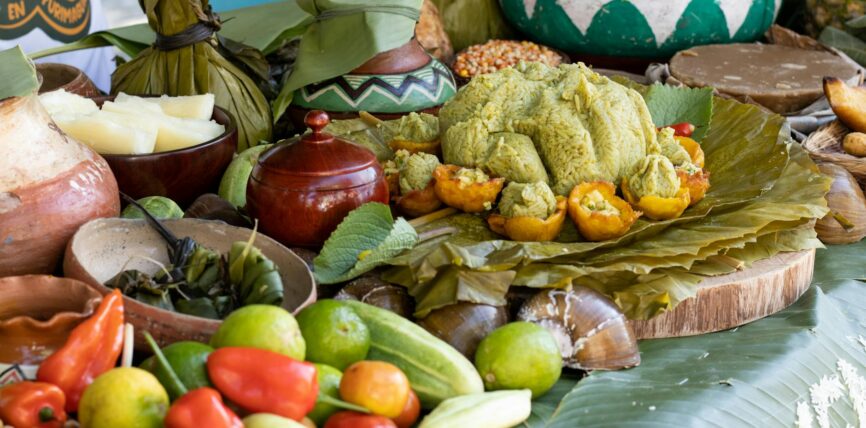 delicious traditional food on table on festival